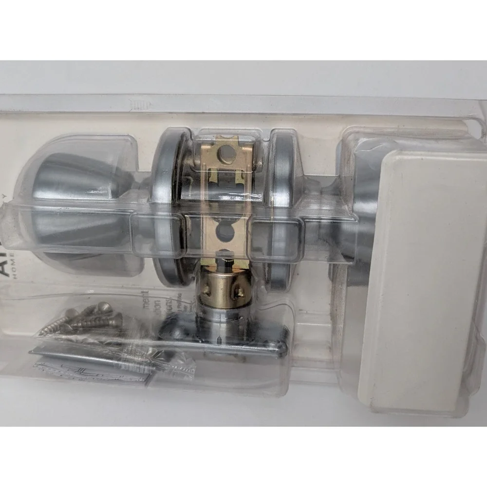 (2x) ATLAS SATIN CHROME Bed Bath Button Lock Privacy Tulip Doorknob Door Handle